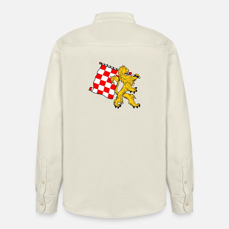 Lion avec drapeau Brabant-Septentrional Drapeau brabançon - Chemise unisexe coupe décontractée bio Stanley/Stella - écru doux