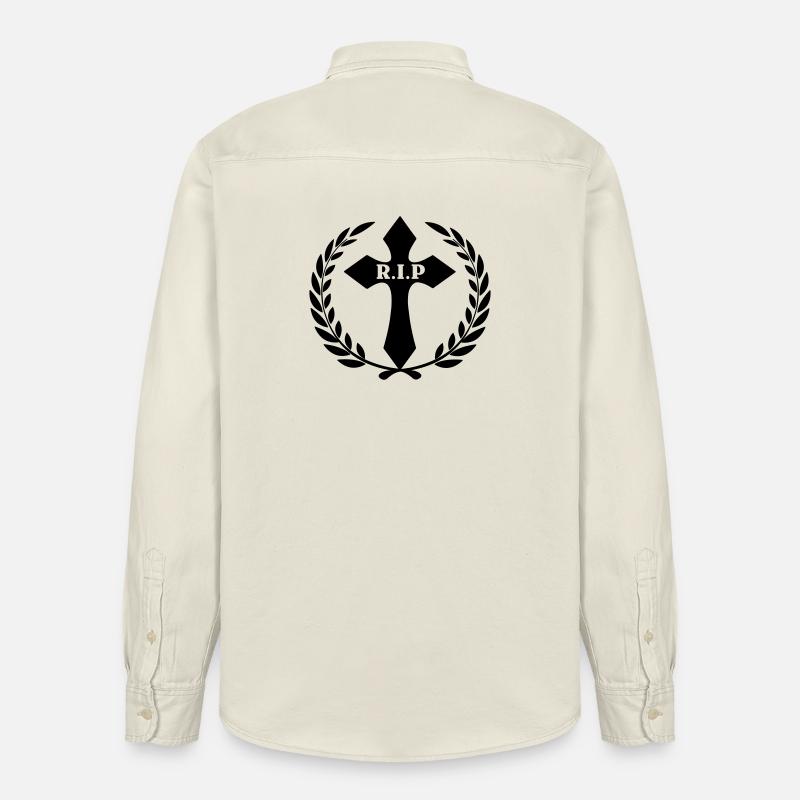 Kreuz im Lorbeerkranz RIP - Relaxed Fit Unisex Organic Hemd von Stanley/Stella - Natur