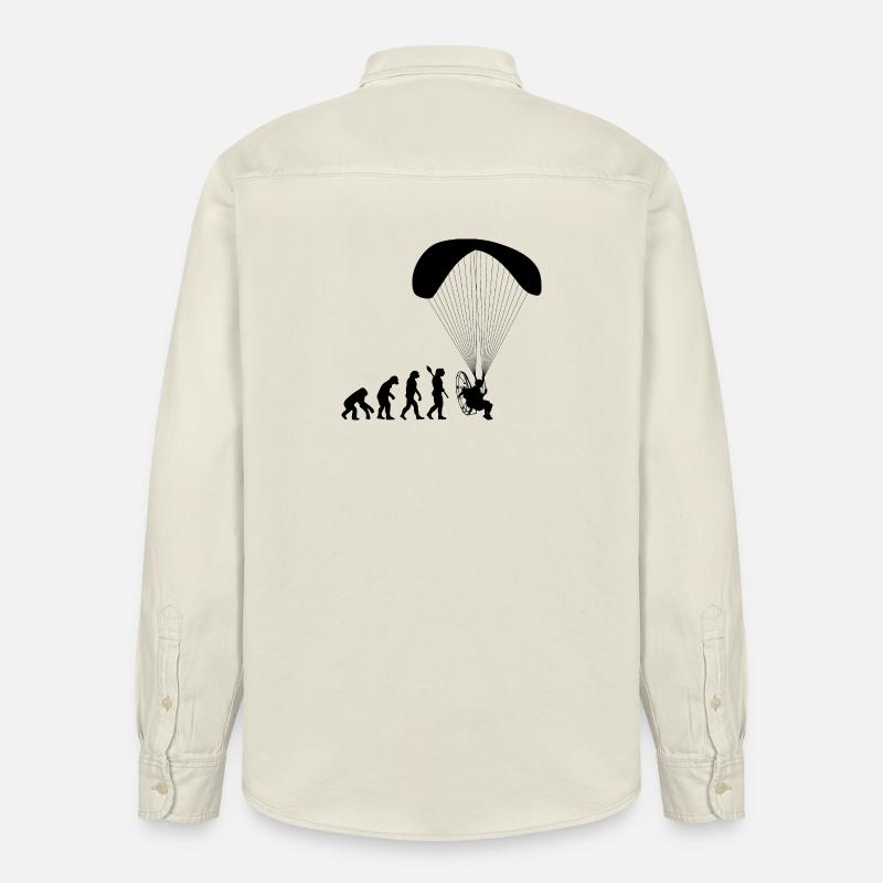 Paramotoring Human Evolution Funny - Relaxed Fit Unisex Organic Shirt by Stanley/Stella - soft Ecru