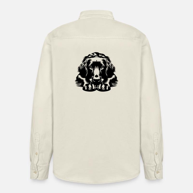 Flatcoated Retriever - Unisex skjorta ledig passform ekologisk Stanley/Stella - mjukt ecru