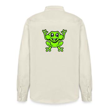 Frosch Kröte lacht lustig springt glücklich Comic  - Relaxed Fit Unisex Organic Hemd von Stanley/Stella - Natur - Hinten - AI Model Male 178 light (178cm)