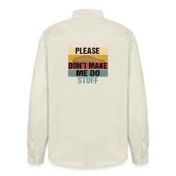 Bitte zwing mich nicht, Dinge zu machen, Seelöwen-Retro - Relaxed Fit Unisex Organic Hemd von Stanley/Stella - Natur - Hinten - AI Model Male 178 light (178cm)