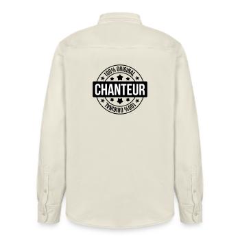 Singer – music, stage, passion, voice, performance - Relaxed Fit Unisex Organic Shirt by Stanley/Stella - soft Ecru - Back - AI Model Male 178 light (178cm)