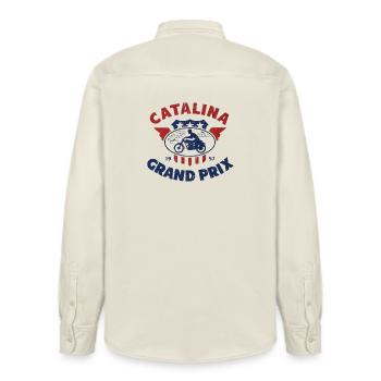 Catalina Grand Prix Vintage Moto 1957 - Relaxed Fit Unisex Organic Shirt by Stanley/Stella - soft Ecru - Back - AI Model Male 178 light (178cm)