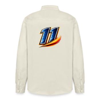 Number 11 Soccer Shirt Winger Speed - Relaxed Fit Unisex Organic Shirt by Stanley/Stella - soft Ecru - Back - AI Model Male 178 light (178cm)