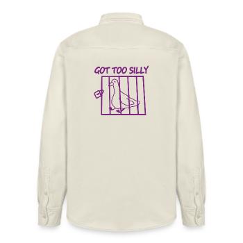 Got Too Silly Pigeon Cage - Relaxed Fit Unisex Organic Shirt by Stanley/Stella - soft Ecru - Back - AI Model Male 178 light (178cm)