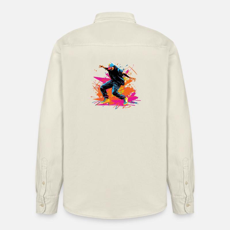 Synthwave rétro B Boy - Chemise unisexe coupe décontractée bio Stanley/Stella - écru doux