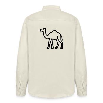 camel - Relaxed Fit Unisex Organic Shirt by Stanley/Stella - soft Ecru - Back - AI Model Male 178 light (178cm)