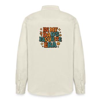 In My Dad's Favorite Era Daughter Families Humor - Relaxed Fit Unisex Organic Shirt by Stanley/Stella - soft Ecru - Back - AI Model Male 178 light (178cm)