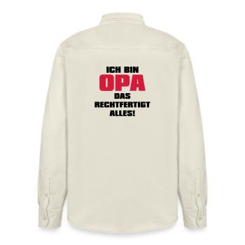 Ich bin Opa - Großvater Sprüche Geschenk Enkel Opi - Relaxed Fit Unisex Organic Hemd von Stanley/Stella - Natur - Hinten - AI Model Male 178 light (178cm)