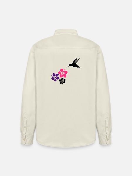 Colibri avec des fleurs d'hibiscus - Chemise unisexe coupe décontractée bio Stanley/Stella - écru doux
