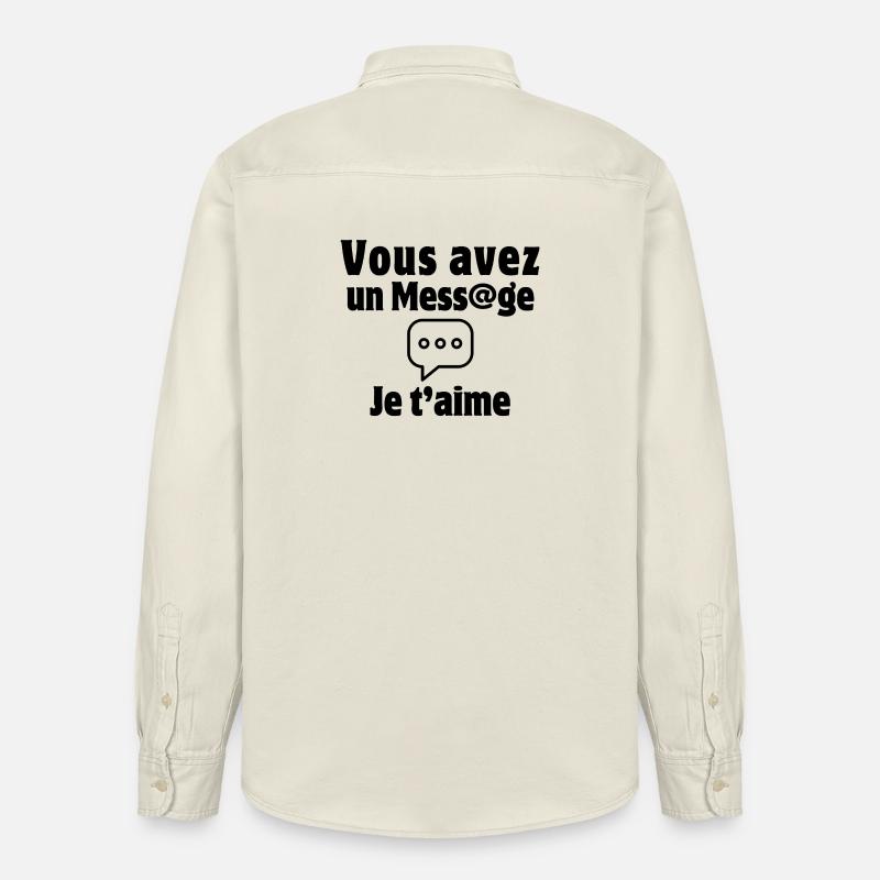 message, SMS, saint-valentin, je t'aime - Chemise unisexe coupe décontractée bio Stanley/Stella - écru doux