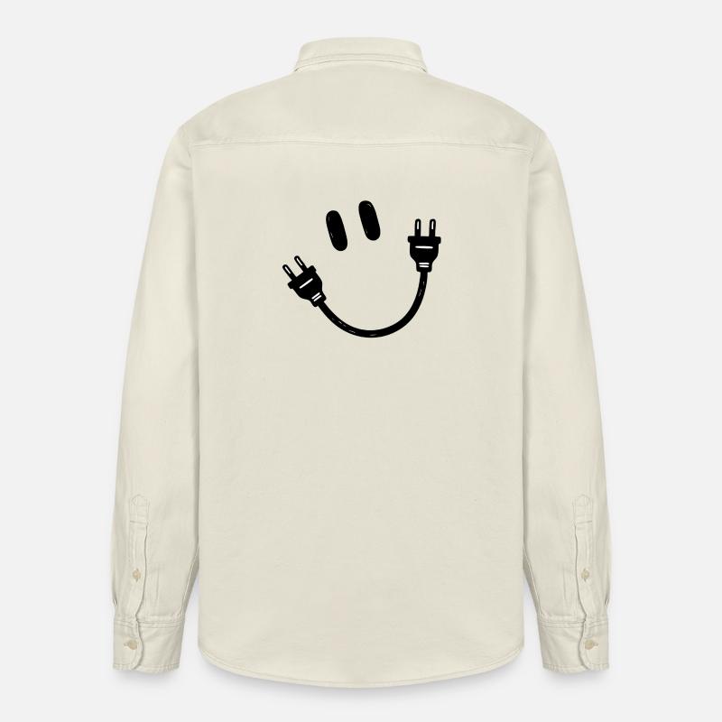 Electrician Electrical Engineer Schuko Plug Funny - Relaxed Fit Unisex Organic Shirt by Stanley/Stella - soft Ecru