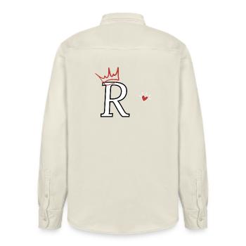 Letter r crown heart - Relaxed Fit Unisex Organic Shirt by Stanley/Stella - soft Ecru - Back - AI Model Male 178 light (178cm)