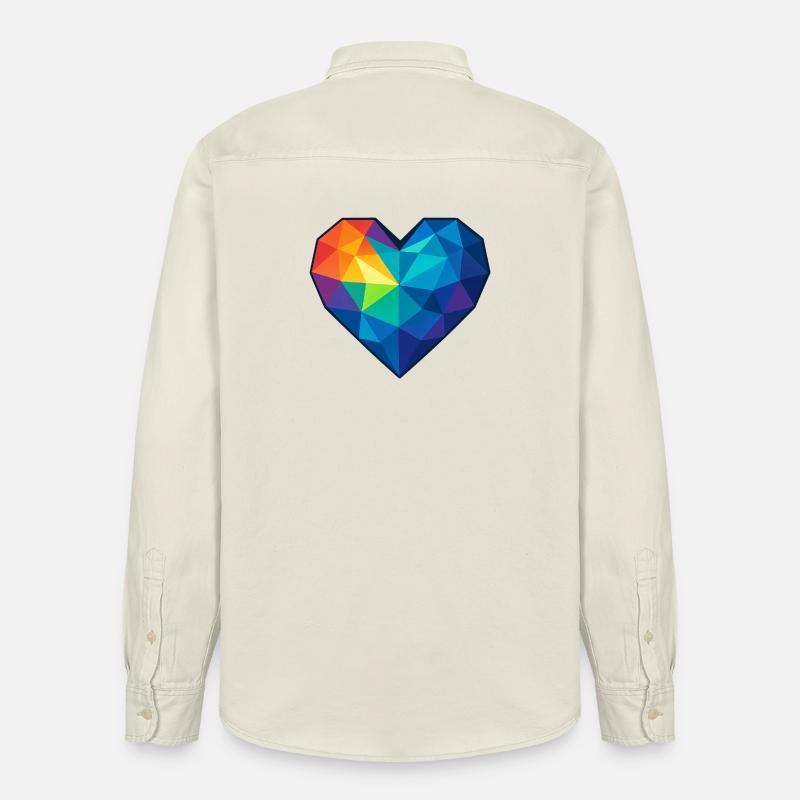 Coeur Low Poly - Amour - Saint-Valentin - Chemise unisexe coupe décontractée bio Stanley/Stella - écru doux