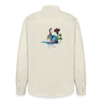 bunter Hase mit Klee - Relaxed Fit Unisex Organic Hemd von Stanley/Stella - Natur - Hinten - AI Model Male 178 light (178cm)