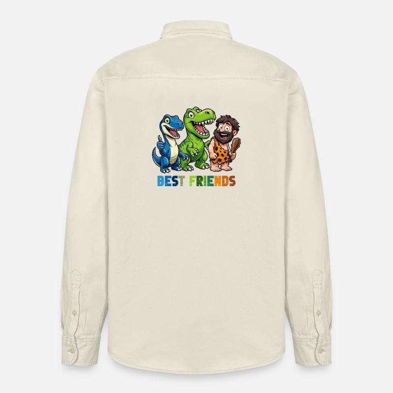 Dino Best Friends Caveman Comic - Chemise unisexe coupe décontractée bio Stanley/Stella - écru doux