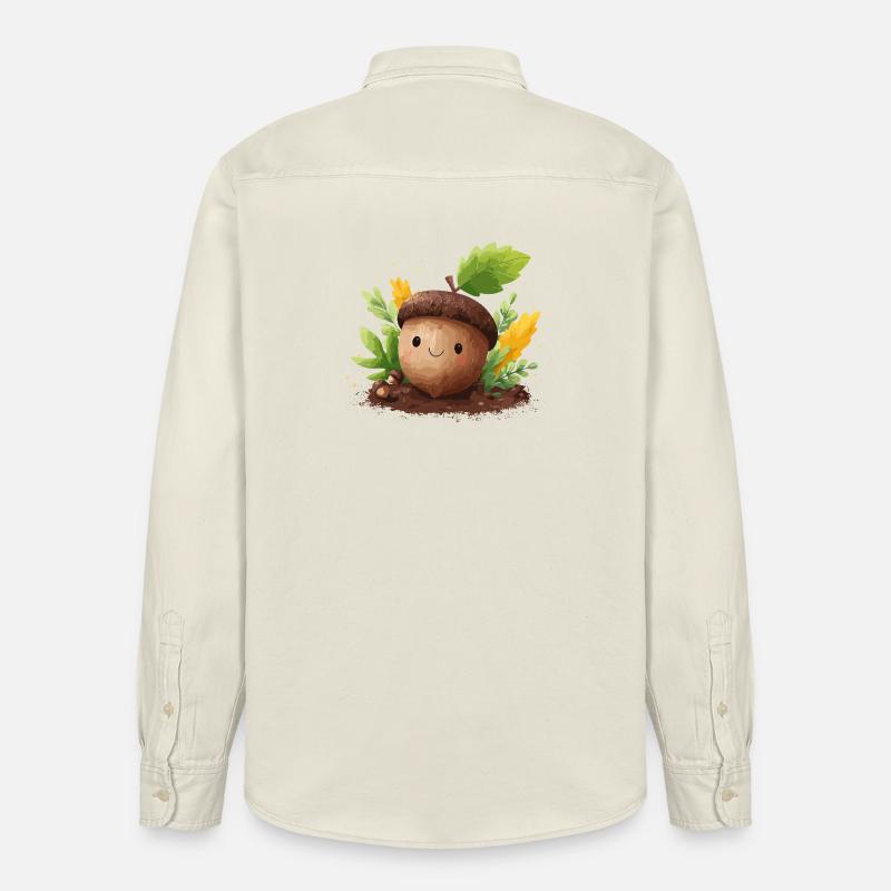 Herbstlicher Eichelfreund Niedlich - Relaxed Fit Unisex Organic Hemd von Stanley/Stella - Natur