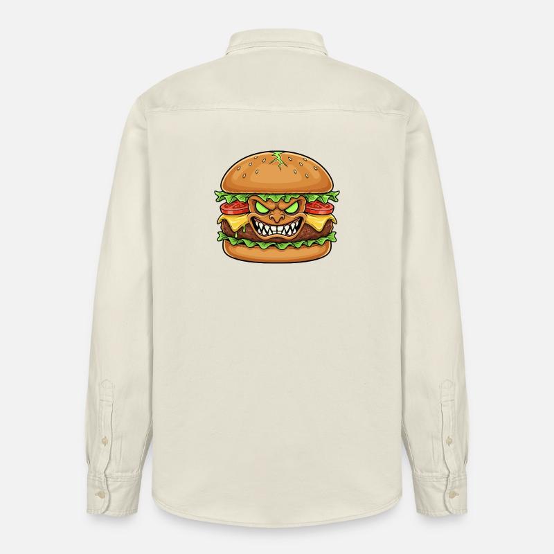 Grimmiger Burgerdämon Cartoon - Relaxed Fit Unisex Organic Hemd von Stanley/Stella - Natur