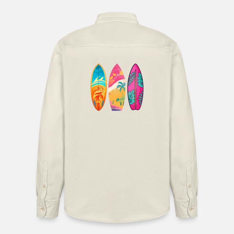 Surf Tropic Buntes Triptychon - Relaxed Fit Unisex Organic Hemd von Stanley/Stella - Natur