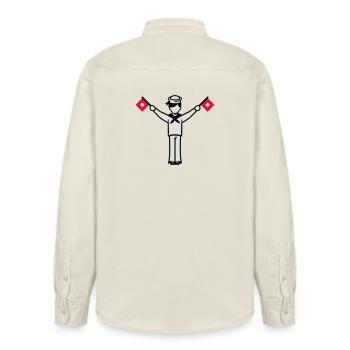 Sailor U Winker alphabet - Relaxed Fit Unisex Organic Shirt by Stanley/Stella - soft Ecru - Back - AI Model Male 178 light (178cm)