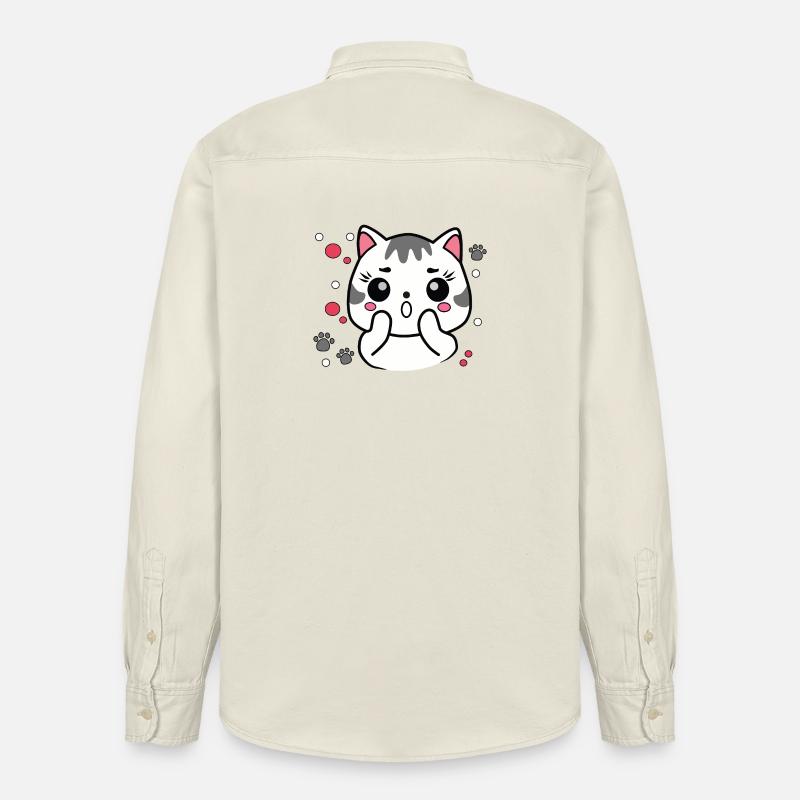 Chat mignon surpris - Chemise unisexe coupe décontractée bio Stanley/Stella - écru doux