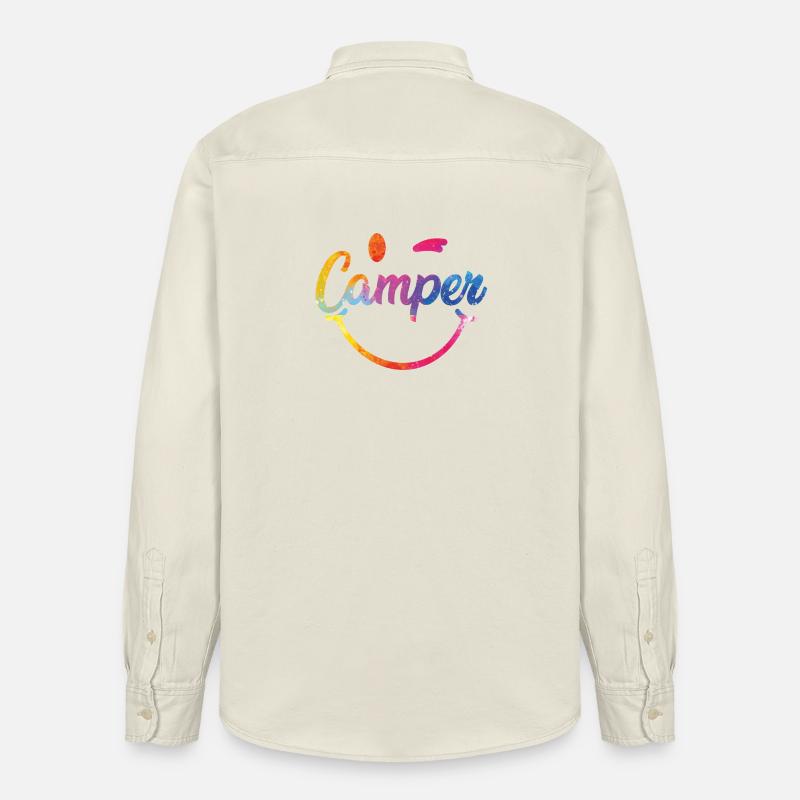 Bunter Camper Smiley Logo - Relaxed Fit Unisex Organic Hemd von Stanley/Stella - Natur