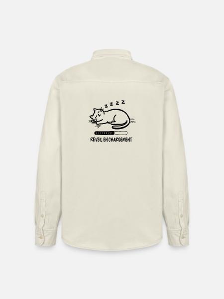 Sleeping cat, alarm clock charging - Relaxed Fit Unisex Organic Shirt by Stanley/Stella - soft Ecru