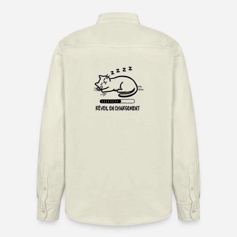 Sleeping cat, alarm clock charging - Relaxed Fit Unisex Organic Shirt by Stanley/Stella - soft Ecru