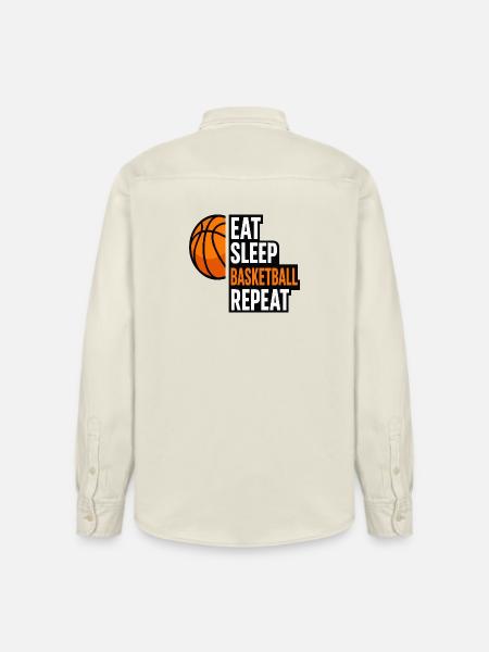 Eat Sleep Basketball Repeat Quote - Relaxed Fit Unisex Organic Shirt by Stanley/Stella - soft Ecru