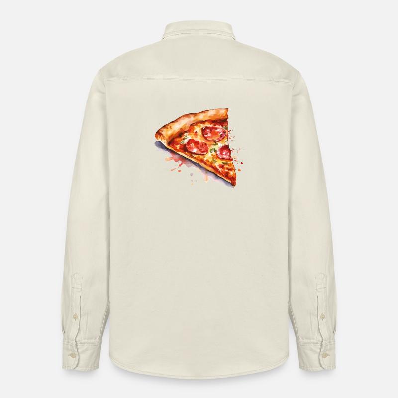 Tranche de pizza aquarelle - Chemise unisexe coupe décontractée bio Stanley/Stella - écru doux