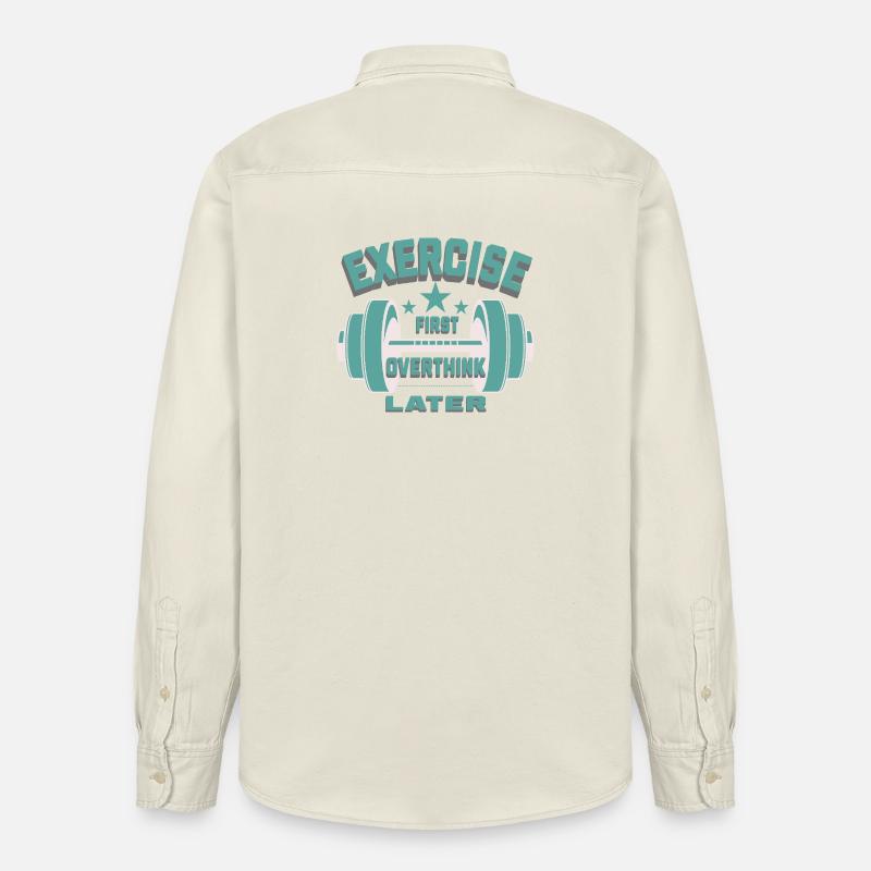 Êxercise First, Overthink Later T-shirt - Relaxed Fit Unisex Organic Hemd von Stanley/Stella - Natur