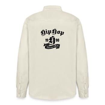 Oldschool Hip-Hop-Musik typografisches Design - Relaxed Fit Unisex Organic Hemd von Stanley/Stella - Natur - Hinten - AI Model Male 178 light (178cm)