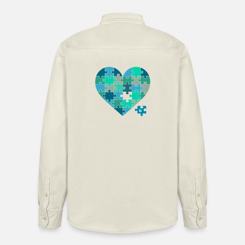 Puzzleherz Blaugrün - Relaxed Fit Unisex Organic Hemd von Stanley/Stella - Natur