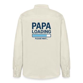 Papa loading please wait - Bientôt papa ? - Chemise unisexe coupe décontractée bio Stanley/Stella - écru doux - Dos - AI Model Male 178 light (178cm)