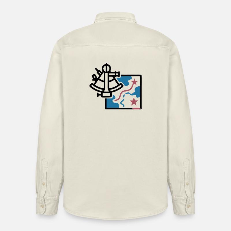 Sextant Navigation Map Vector - Relaxed Fit Unisex Organic Shirt by Stanley/Stella - soft Ecru