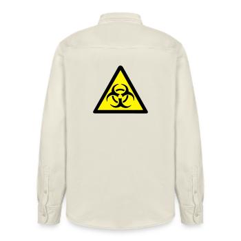Warning Biohazard - Relaxed Fit Unisex Organic Shirt by Stanley/Stella - soft Ecru - Back - AI Model Male 178 light (178cm)