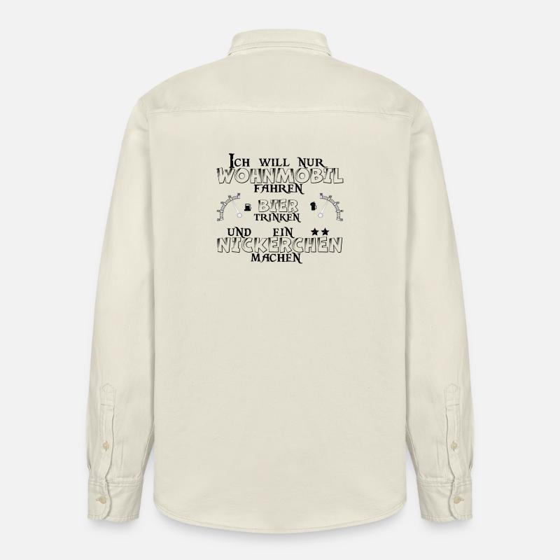 Wohnmobil Bier Nickerchen Camping - Relaxed Fit Unisex Organic Hemd von Stanley/Stella - Natur