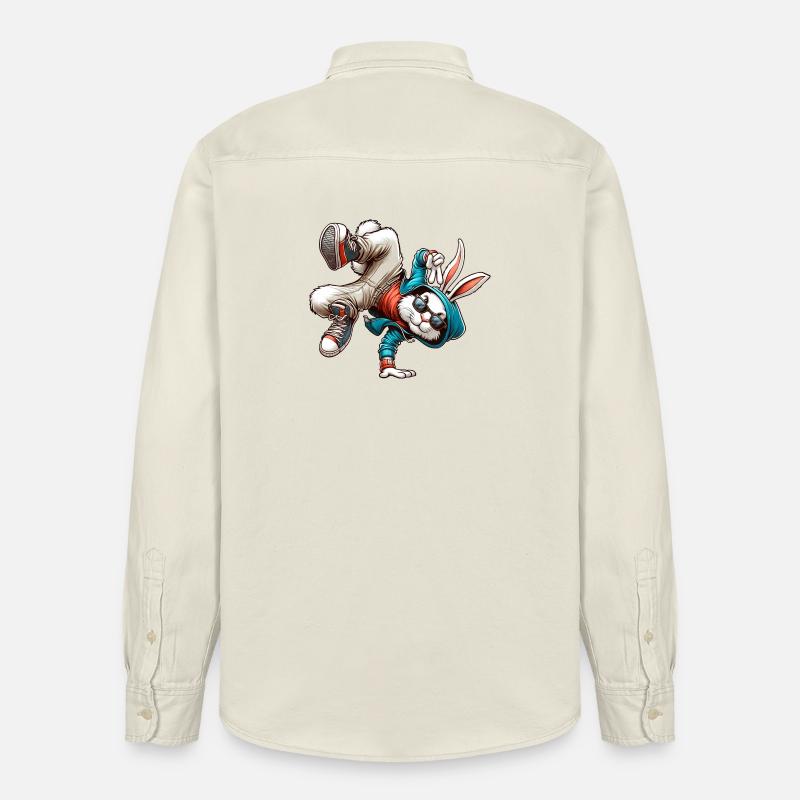 Pâques Pâques Lapin Danse Breakdance - Chemise unisexe coupe décontractée bio Stanley/Stella - écru doux