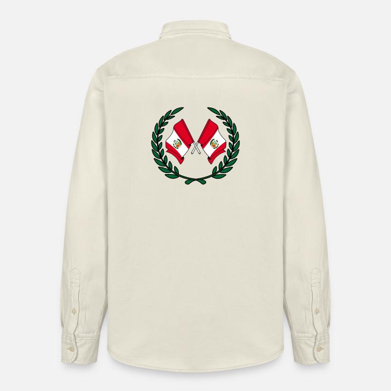 Flaggen Perus im Lorbeerkranz - Relaxed Fit Unisex Organic Hemd von Stanley/Stella - Natur