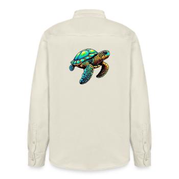 Turtle - Relaxed Fit Unisex Organic Shirt by Stanley/Stella - soft Ecru - Back - AI Model Male 178 light (178cm)