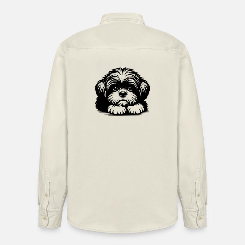 Shih Tzu Head with Paws - Relaxed Fit Unisex Organic Shirt by Stanley/Stella - soft Ecru