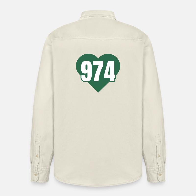 Coeur 974 Code Vert - Chemise unisexe coupe décontractée bio Stanley/Stella - écru doux