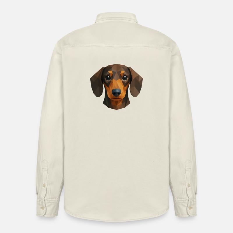 Teckel mignon – Polygon Dog Design - Chemise unisexe coupe décontractée bio Stanley/Stella - écru doux