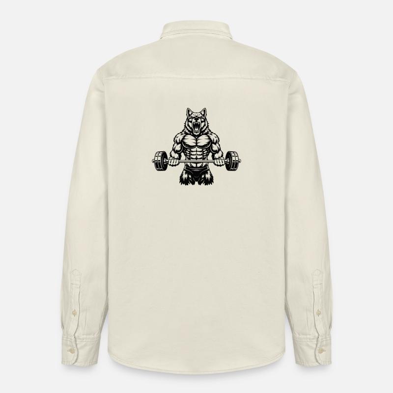 Kraftvoller Wolf mit Langhantel - Relaxed Fit Unisex Organic Hemd von Stanley/Stella - Natur