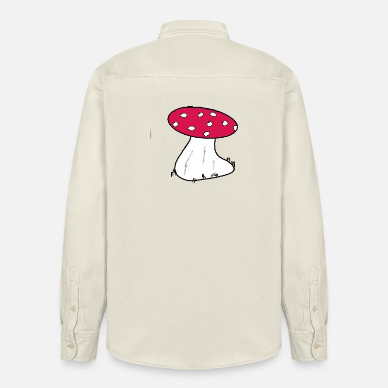 Red Toadstool Cartoon Pattern - Relaxed Fit Unisex Organic Shirt by Stanley/Stella - soft Ecru