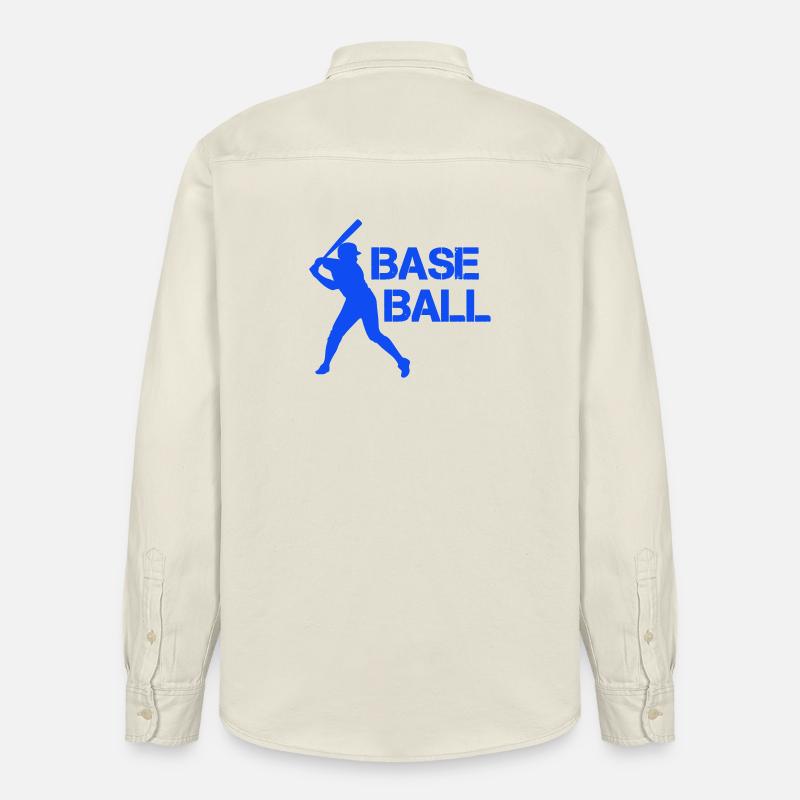 Silhouette de baseball en bleu éclat - Chemise unisexe coupe décontractée bio Stanley/Stella - écru doux