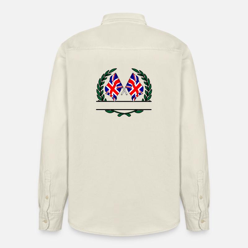 Drapeaux Grande-Bretagne couronne de laurier bannière - Chemise unisexe coupe décontractée bio Stanley/Stella - écru doux
