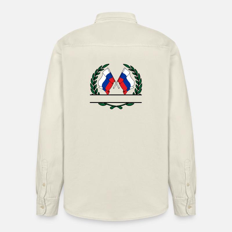 Drapeaux Russie couronne de laurier bannière - Chemise unisexe coupe décontractée bio Stanley/Stella - écru doux