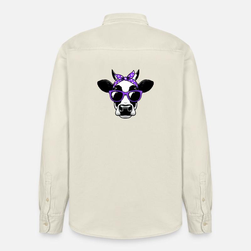 Vache avec lunettes de soleil - Chemise unisexe coupe décontractée bio Stanley/Stella - écru doux